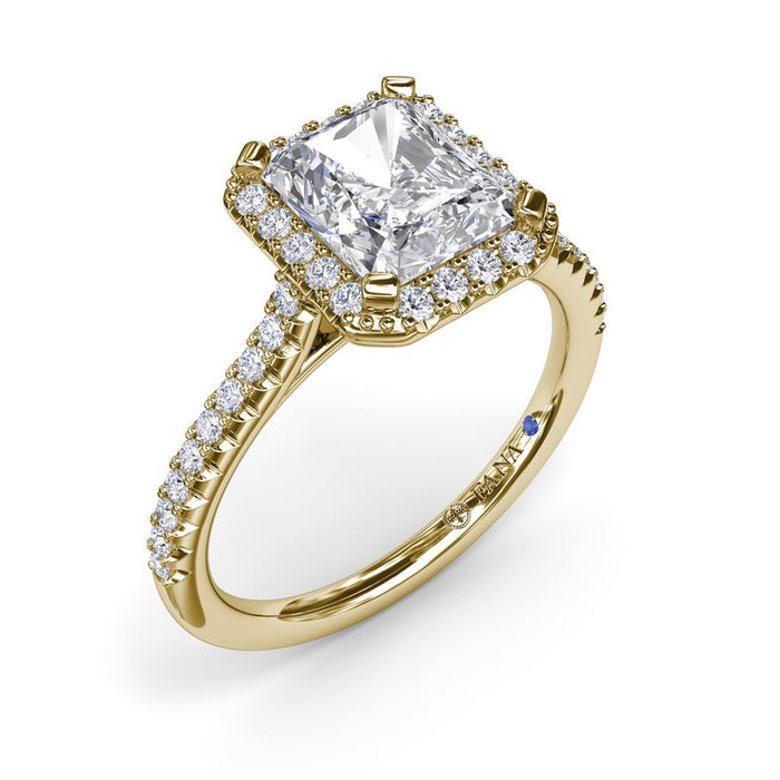 Radiant Halo with Pavé Shank Engagement Ring Setting
