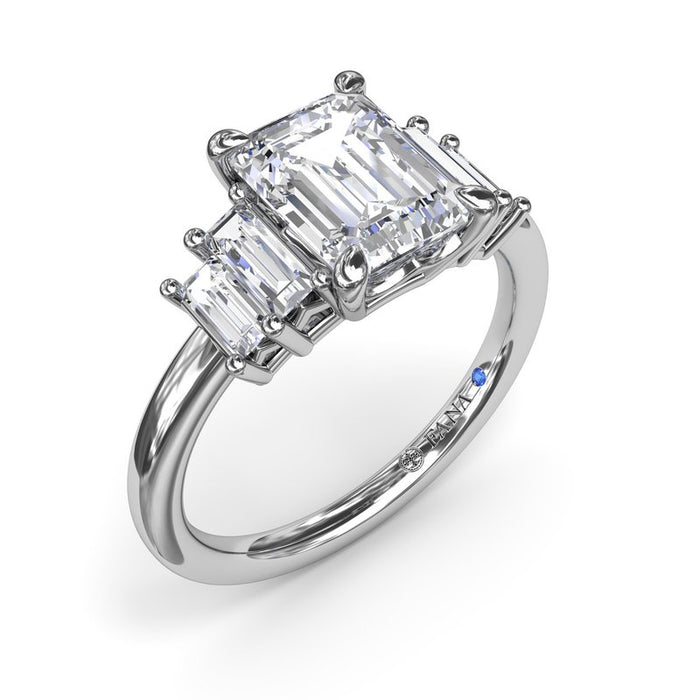 Five Stone Emerald-Cut Engagement Ring Setting