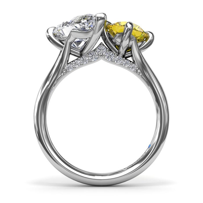 Toi et Moi with Diamond Bridge Engagement Ring Setting