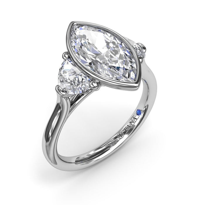 Marquise with Half-Moon Side Stones Engagement Ring Setting