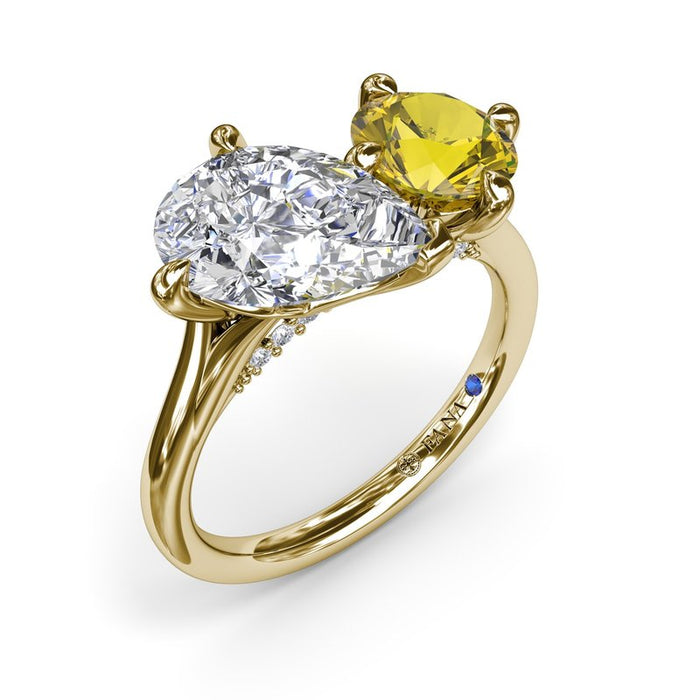Toi et Moi with Diamond Bridge Engagement Ring Setting