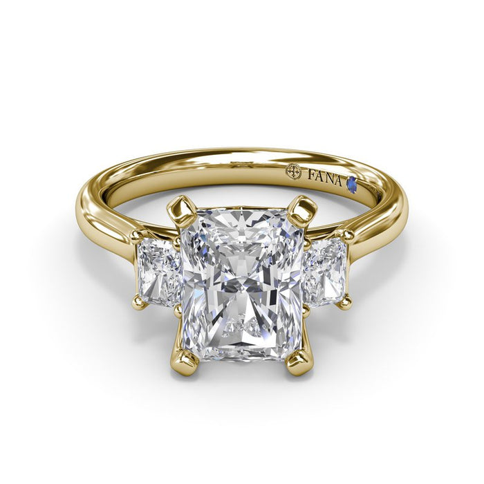 Three-Stone Radiant Engagement Ring Setting