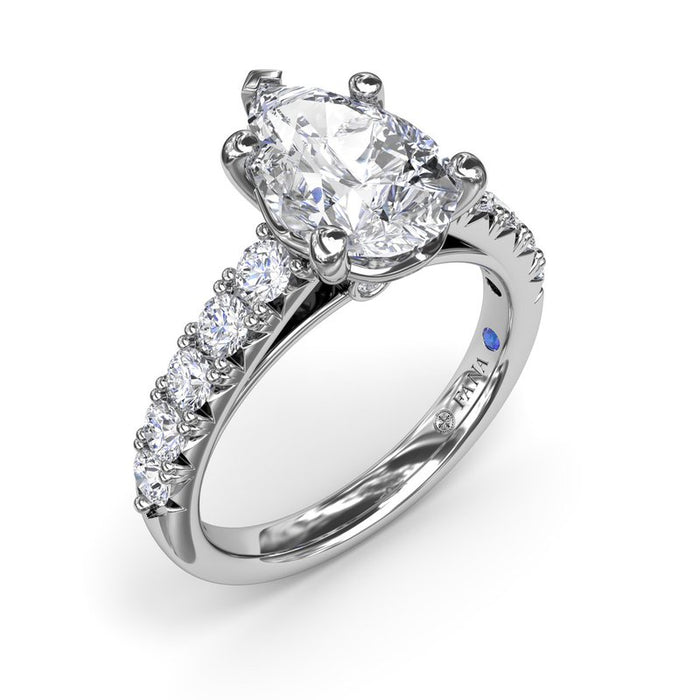 French Pavé Shank with Pear-Shape Center Engagement Ring Setting