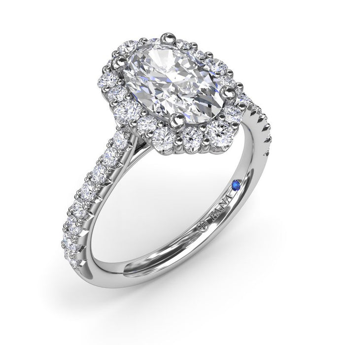 Oval Floral Halo Engagement Ring Setting