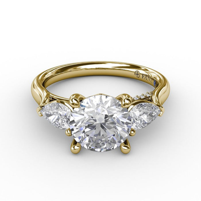 Pear-Shape Side Stones Engagement Ring Setting