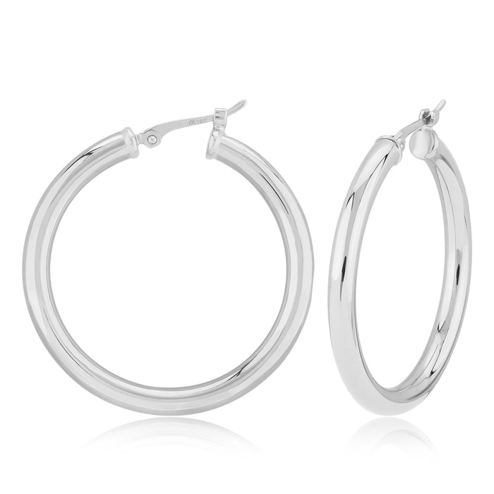 Sterling Silver 3x30mm Tube Hoop Earrings