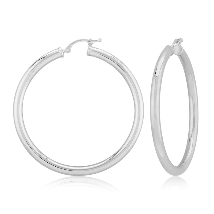 Sterling Silver 3x40mm Tube Hoop Earrings