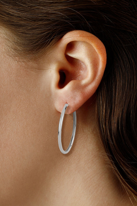 Sterling Silver 3x40mm Tube Hoop Earrings