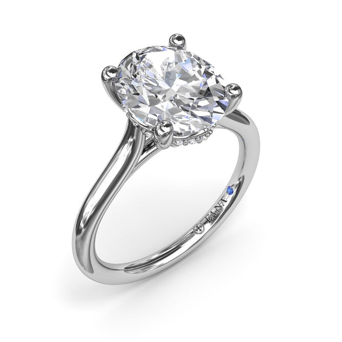 Oval Solitaire with Hidden Halo Engagement Ring Setting