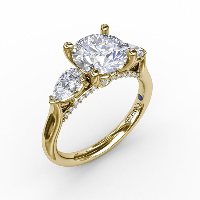Pear-Shape Side Stones Engagement Ring Setting