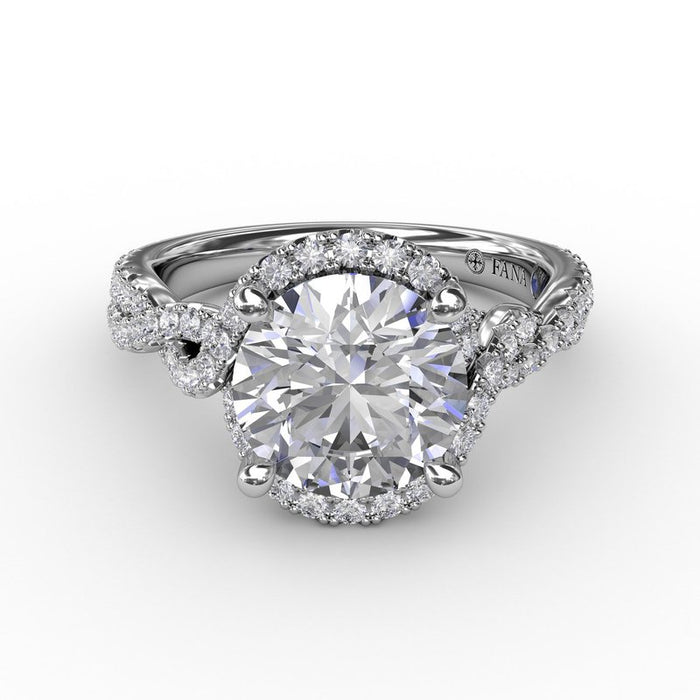Twisted Vine Shank with Halo Engagement Ring Setting