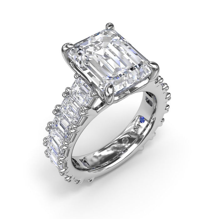 Chunky Emerald-Cut Diamond Shank Engagement Ring Setting