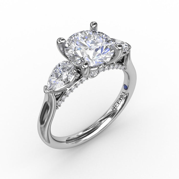 Pear-Shape Side Stones Engagement Ring Setting