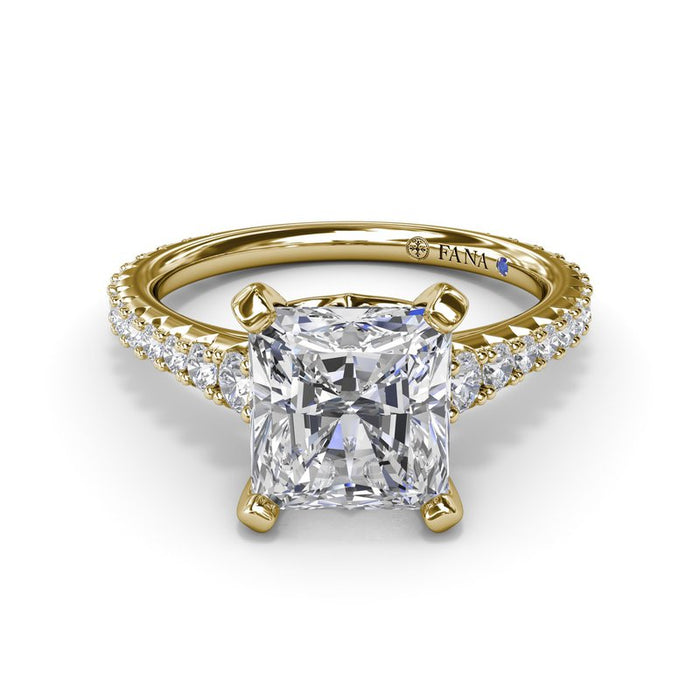 Graduated Diamond Cathedral Shank Engagement Ring Setting