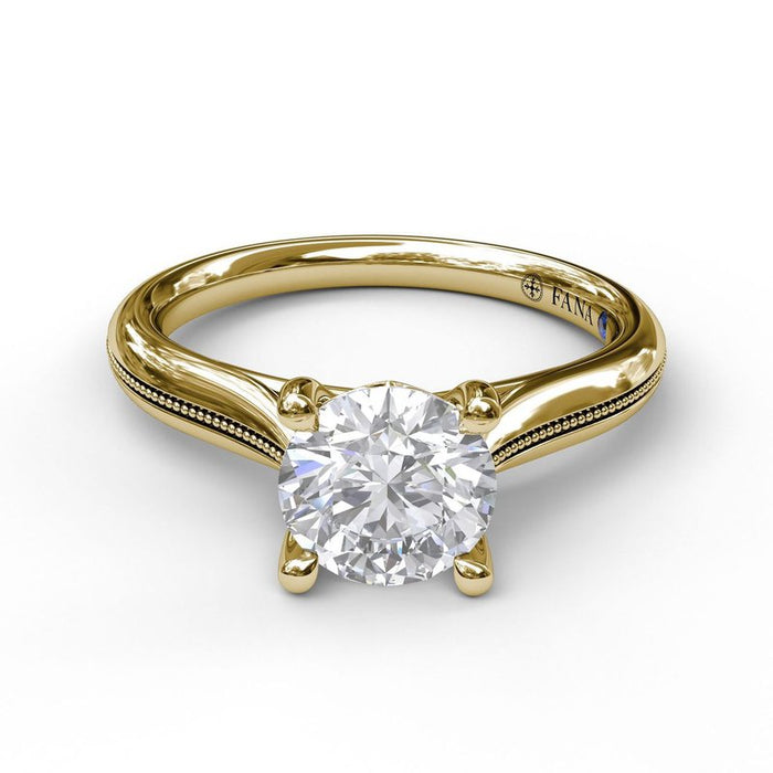 Solitaire with Milgrain Detailed Shank Engagement Ring Setting