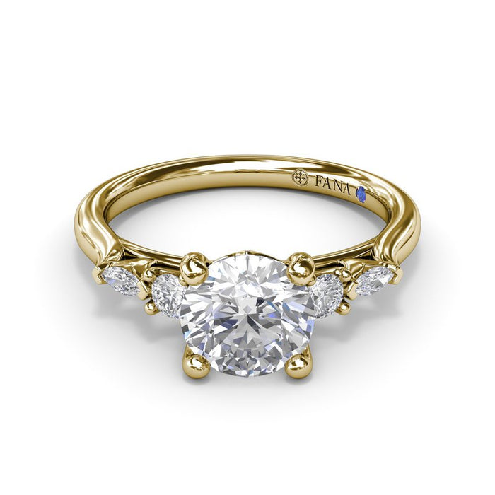 Round and Marquise Diamond Accent Engagement Ring Setting