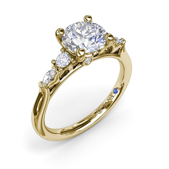 Round and Marquise Diamond Accent Engagement Ring Setting