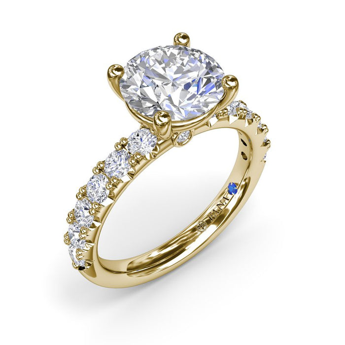 Double-Prong Diamond Shank Engagement Ring Setting
