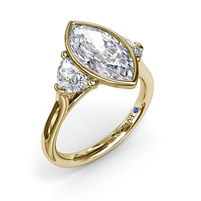 Marquise with Half-Moon Side Stones Engagement Ring Setting