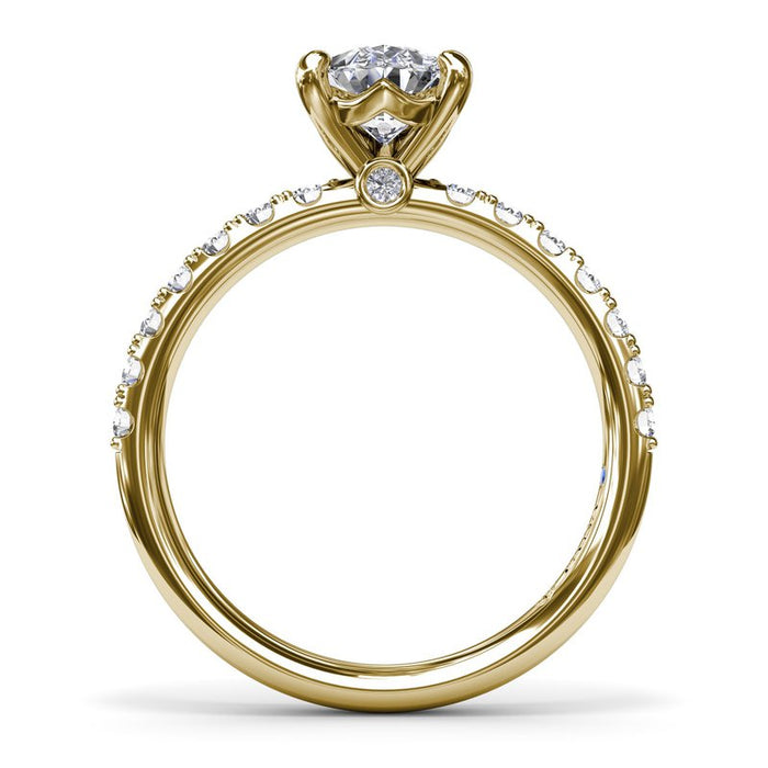 Pavé Shank with Pear-Shape Center Engagement Ring Setting