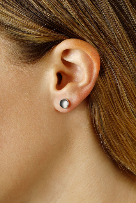 Sterling Silver 8mm Dapped Disc Stud Earrings