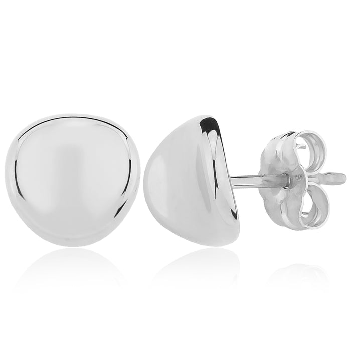 Sterling Silver 8mm Dapped Disc Stud Earrings