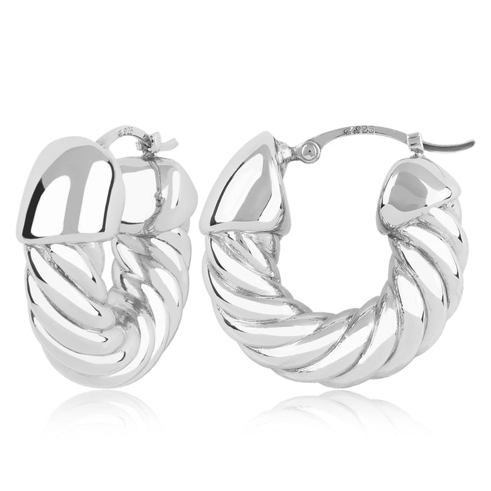 Sterling Silver Twist Hoop Earrings