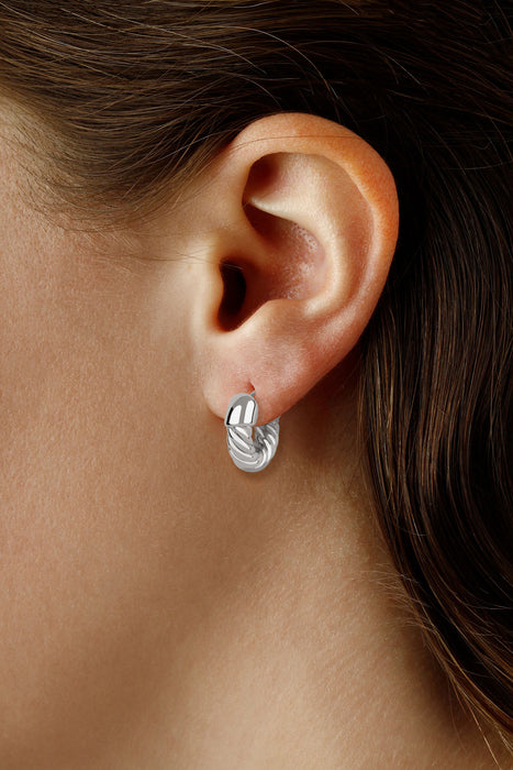 Sterling Silver Twist Hoop Earrings