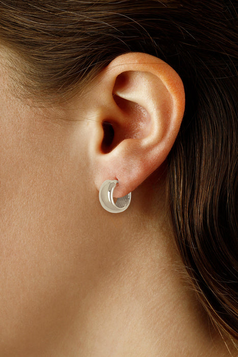 Sterling Silver 15mm Plain Band Hoop Earrings