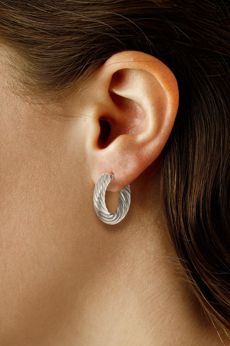 Sterling Silver Spiral Twist Hoop Earrings