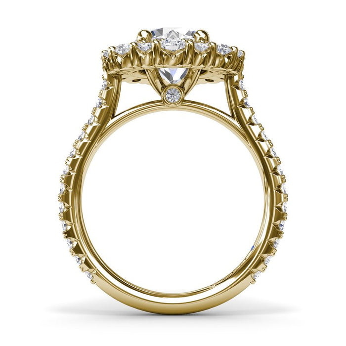 Floral Cluster with Diamond Shank Engagement Ring Setting