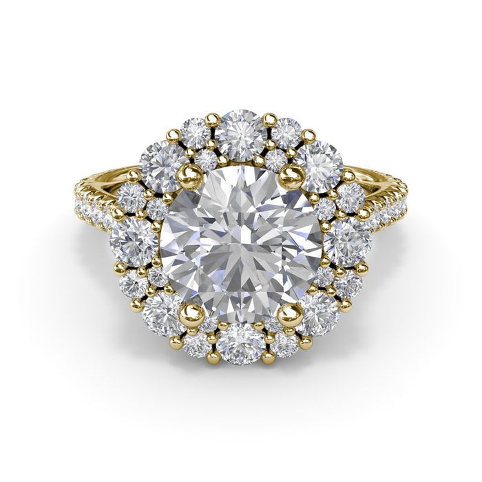 Floral Cluster with Diamond Shank Engagement Ring Setting