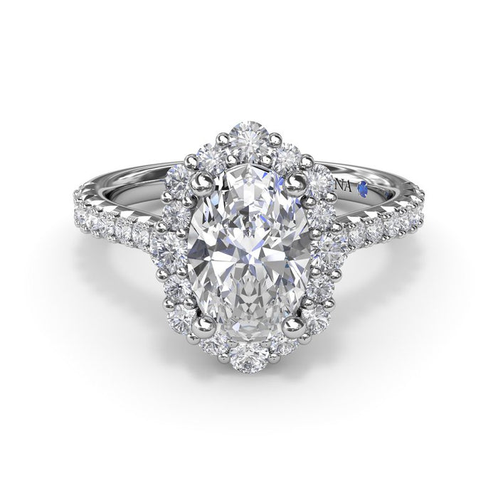 Oval Floral Halo Engagement Ring Setting