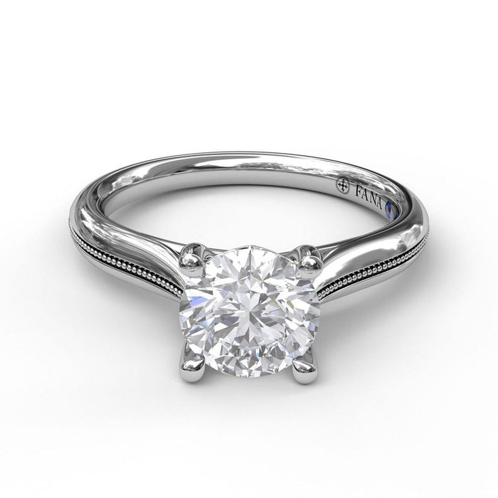 Solitaire with Milgrain Detailed Shank Engagement Ring Setting