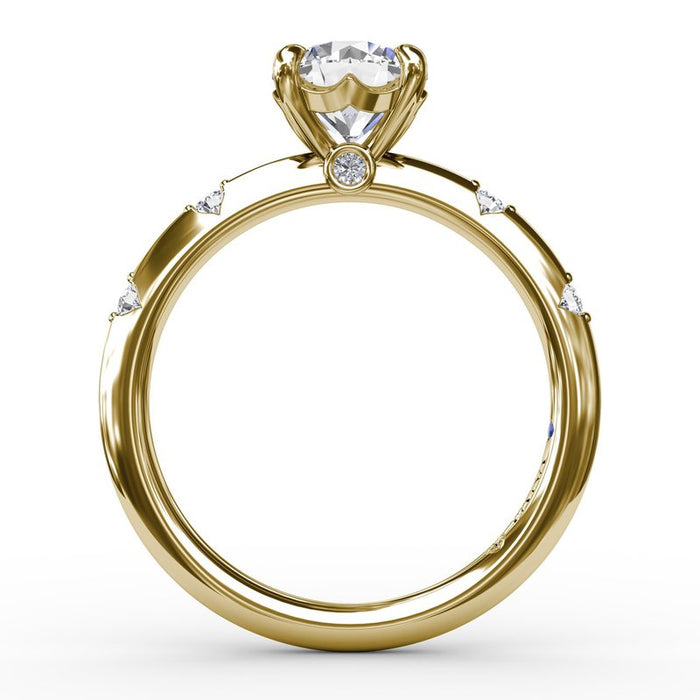 Round Raindrop Shank Engagement Ring Setting