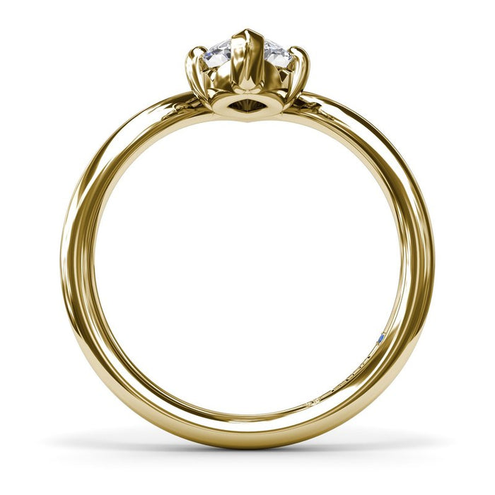 V-Shape Bypass Marquise Engagement Ring Setting