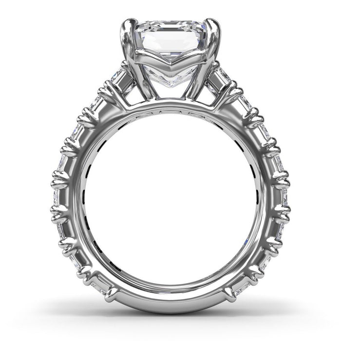 Chunky Emerald-Cut Diamond Shank Engagement Ring Setting