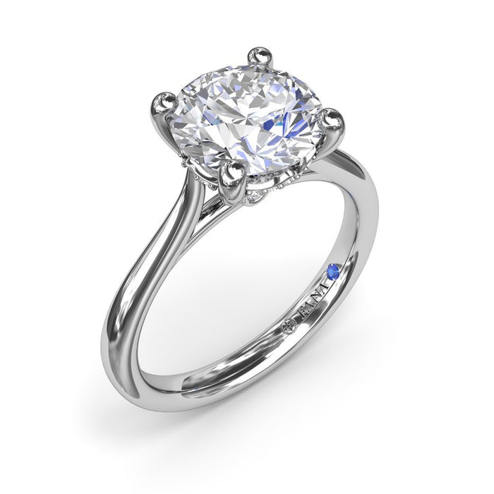 Tapered Cathedral Shank with Hidden Halo Engagement Ring Setting