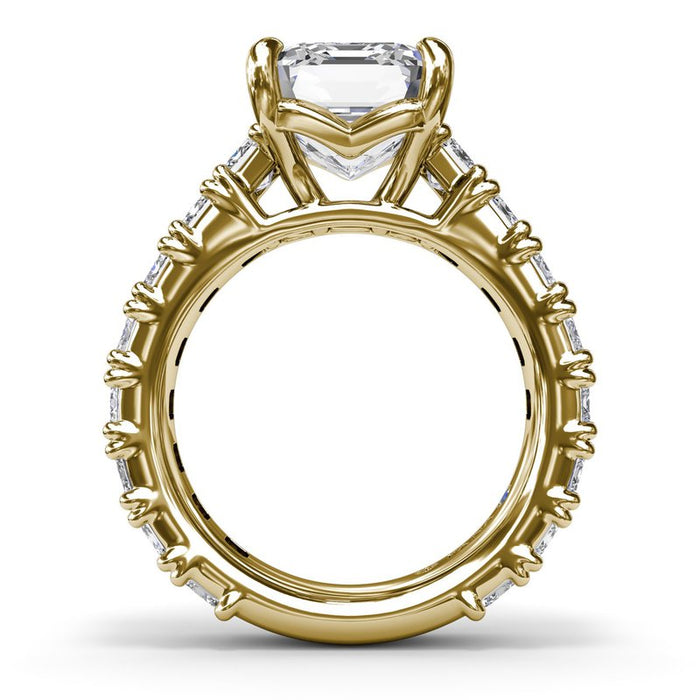 Chunky Emerald-Cut Diamond Shank Engagement Ring Setting
