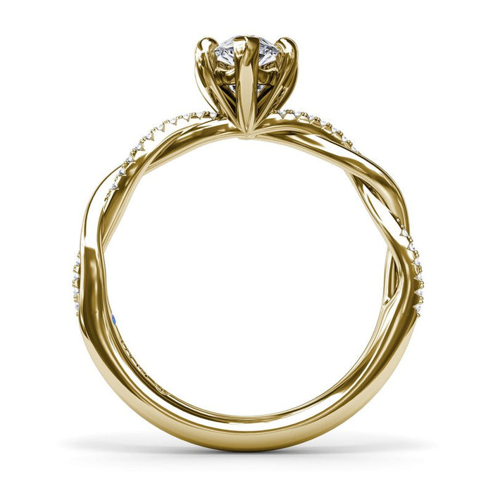 Gold and Diamond Twist Engagement Ring Setting