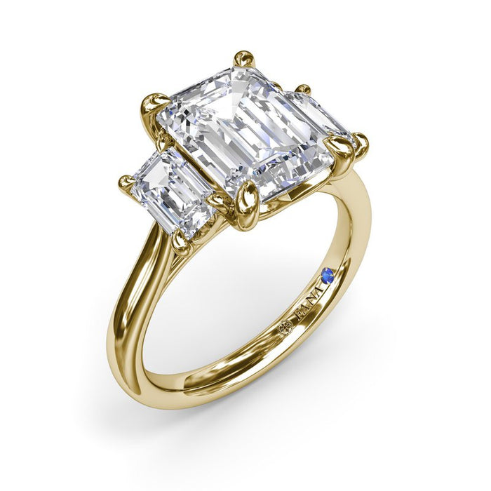 Three-Stone Emerald-Cut Engagement Ring Setting