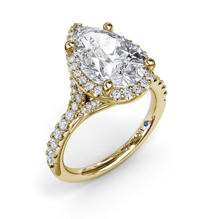 Diamond Split Shank with Halo Engagement Ring Setting