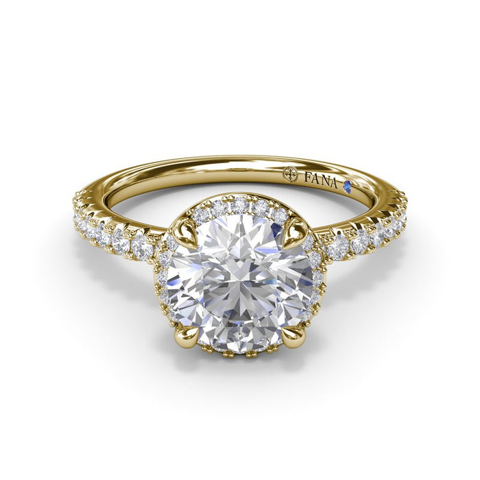 Tight Round Halo Engagement Ring Setting