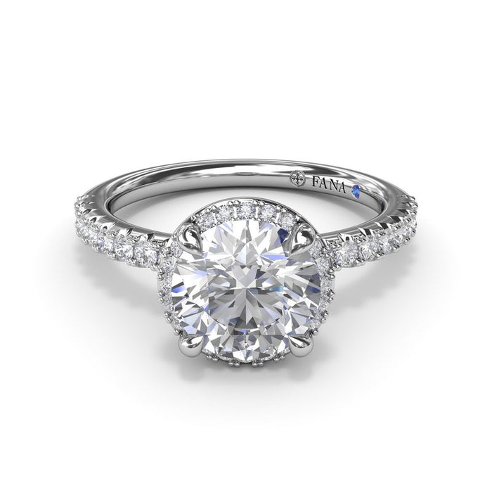 Tight Round Halo Engagement Ring Setting
