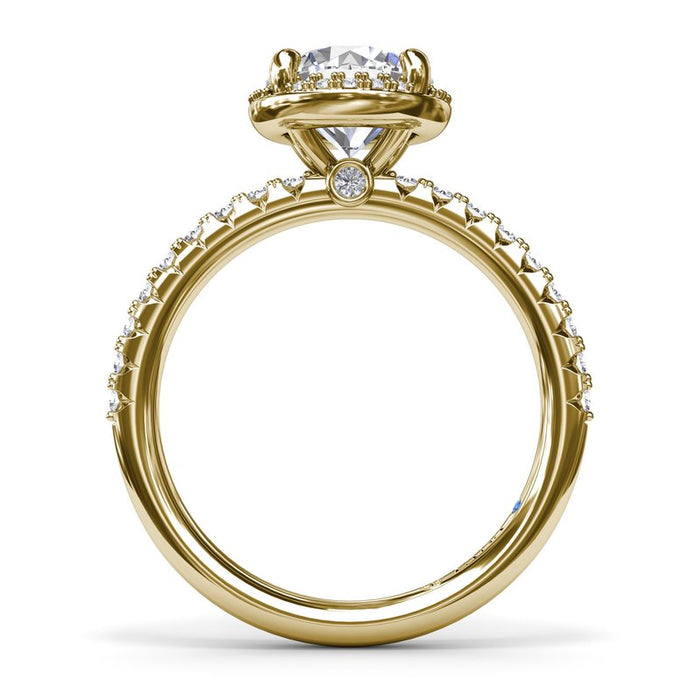 Tight Round Halo Engagement Ring Setting
