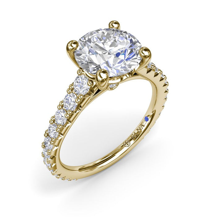 Graduated Diamond Cathedral Shank Engagement Ring Setting