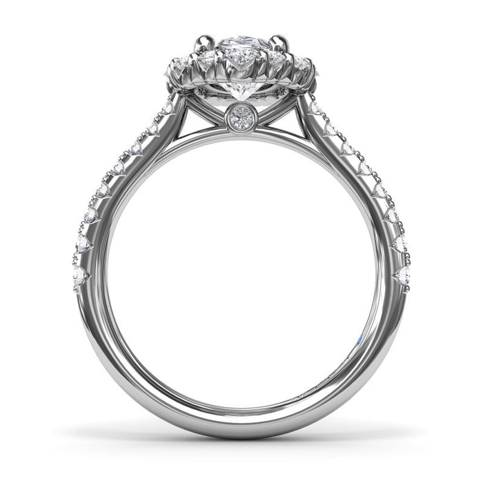 Oval Floral Halo Engagement Ring Setting