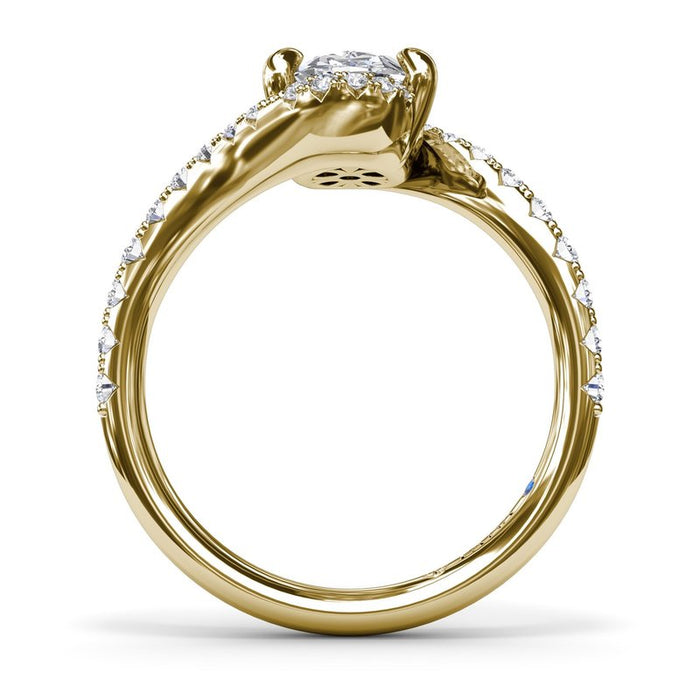Bypass Oval with Diamond Shank Engagement Ring Setting