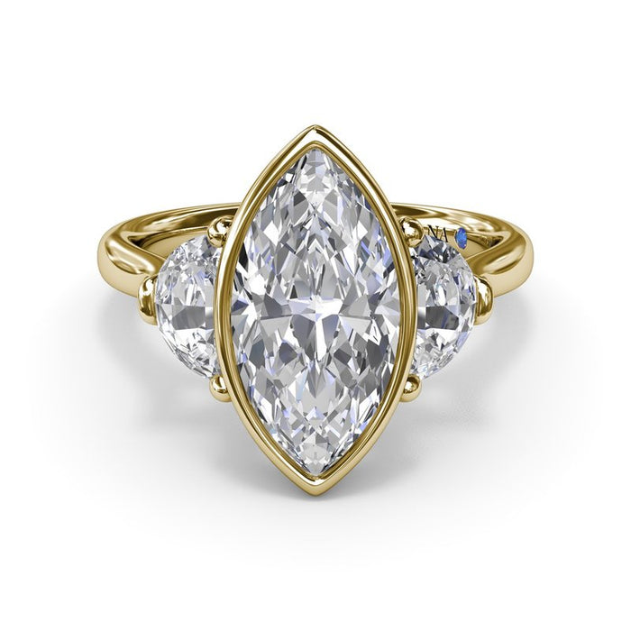 Marquise with Half-Moon Side Stones Engagement Ring Setting