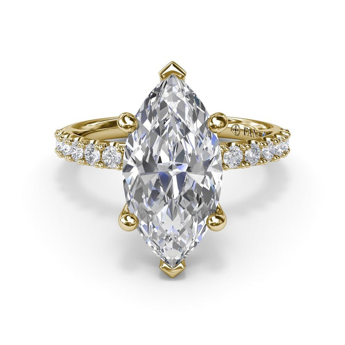 Pavé Shank with Marquise Center Engagement Ring Setting